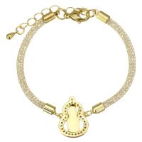 Cubic Zirconia Micro Pave Brass Bracelet, with 2 inch extender chain, gold color plated, micro pave cubic zirconia & hollow, 13x18mm,3mm, Sold Per Approx 6.5 Inch Strand