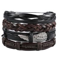 Wrap Bracelet Zinc Alloy with PU Leather plated fashion jewelry & multilayer & Unisex nickel lead & cadmium free 50mm Sold By Strand
