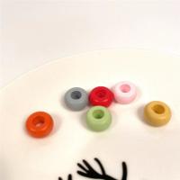 Solid Color Akryl perler, Runde, du kan DIY & frosted, blandede farver, 14x8mm, Solgt af PC