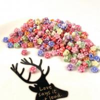 Plastic Beads Flower DIY & enamel mixed colors 7mm Sold By Bag