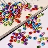 Koraliki akrylowe alfabet, Akryl, Koło, DIY, mieszane kolory, 4x7mm, 3700komputery/torba, sprzedane przez torba