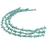 Perles turquoises, turquoise synthétique, étoile de mer, poli, DIY, bleu turquoise, 14x5mm, 37PC/brin, Vendu par brin