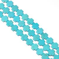Turquoise Beads Cross polished DIY turquoise blue Sold By Strand