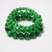 Cats Eye Bracelets, Round, polished, DIY & different size for choice, green, Sold By Strand