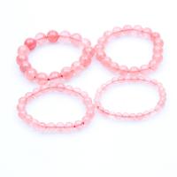Quartz Bracelets, Cherry Quartz, Round, polished, different size for choice & for woman, pink, Sold By Strand