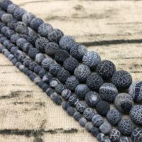 Natural Effloresce Agate Beads Round DIY & frosted black Sold By Strand