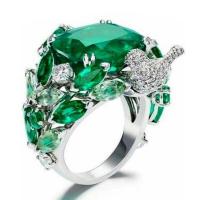 Zinc Alloy Finger Ring with Emerald plated fashion jewelry & for woman green nickel lead & cadmium free Sold By PC
