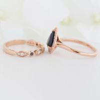 Cubic Zircon Brass Finger Ring plated 2 pieces & fashion jewelry & micro pave cubic zirconia & for woman black nickel lead & cadmium free Sold By PC