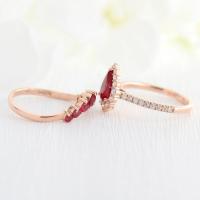 Cubic Zircon Brass Finger Ring plated 2 pieces & fashion jewelry & micro pave cubic zirconia & for woman red nickel lead & cadmium free Sold By PC