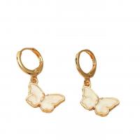 Brass Drop Earring Butterfly plated fashion jewelry & for woman golden nickel lead & cadmium free Sold By Pair