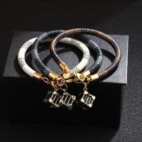 PU Leather Cord Bracelets Brass with PU Leather Skull fashion jewelry & for man nickel lead & cadmium free Sold By Strand