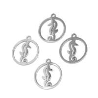 Stainless Steel Pendants, Round, plated, more colors for choice, 17x15x1mm, Approx 10PCs/Bag, Sold By Bag