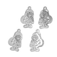 Stainless Steel Pendants, Santa Claus, plated, 17x10x1mm, Approx 10PCs/Bag, Sold By Bag
