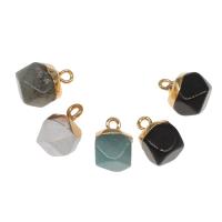 Gemstone Pendants Jewelry, Brass, with Gemstone, gold color plated, more colors for choice, nickel, lead & cadmium free, 13x8x8mm, Approx 10PCs/Bag, Sold By Bag