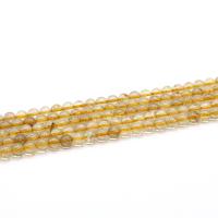 Natural Quartz Jewelry Beads, Rutilated Quartz, Round, polished, yellow, 12mm, 30PCs/Strand, Sold By Strand
