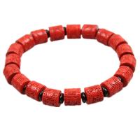 Coral Bracelet, Cinnabar, polished, carved, reddish-brown, 8mm, Sold By Strand
