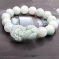 Natural Jadeite Bracelets with Fabulous Wild Beast Charms polished white 13mm Sold By Strand