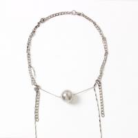 Brass Necklace, Round, platinum plated, oval chain & for woman, nickel, lead & cadmium free, 20mm, Sold Per Approx 17.7 Inch Strand