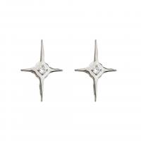 Brass Stud Earring Cross platinum plated micro pave cubic zirconia & for woman nickel lead & cadmium free Sold By Pair