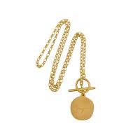 Brass Necklace, Flat Round, 18K gold plated, oval chain & for woman, nickel, lead & cadmium free, Sold Per Approx 25 Inch Strand
