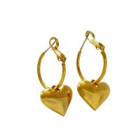 Huggie Hoop Drop Earring, Brass, Heart, plated, fashion jewelry & for woman, more colors for choice, nickel, lead & cadmium free, 35mm, Sold By Pair