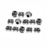 Edelstahl-Perlen mit großem Loch, Edelstahl, Eule, Schwärzen, 10x11mm, verkauft von PC