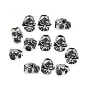 Edelstahl-Perlen mit großem Loch, Edelstahl, Schädel, Schwärzen, 13x10mm, verkauft von PC