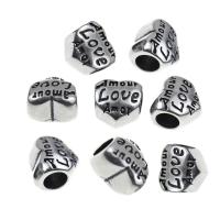 Stainless Steel Large Hole Beads, Heart, with letter pattern & blacken, 10x8mm, Sold By PC