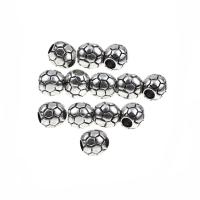Edelstahl-Perlen mit großem Loch, Edelstahl, Fussball, Schwärzen, 11x11mm, verkauft von PC