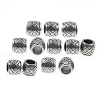 Stainless Steel Large Hole Beads, blacken, 10x11mm, Sold By PC