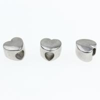 Edelstahl-Perlen mit großem Loch, Edelstahl, Herz, Salben, 11x10mm, verkauft von PC