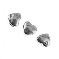Stainless Steel Large Hole Beads Heart with letter pattern & blacken Sold By PC
