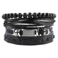 Wrap Bracelet, Tibetan Style, with PU Leather, plated, Adjustable & fashion jewelry & for man, nickel, lead & cadmium free, 45mm, Sold By Strand