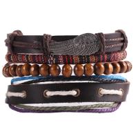Wrap Bracelet Zinc Alloy with PU Leather plated fashion jewelry & for man nickel lead & cadmium free 45mm Sold By Strand