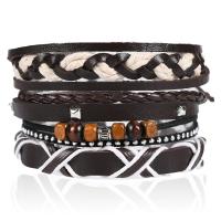 Wrap Bracelet PU Leather with Zinc Alloy plated fashion jewelry & for man 6CM 17-18CM 8-9CM Sold By Strand