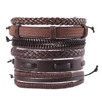 Wrap Bracelet, PU Leather, plated, 6 pieces & fashion jewelry & for man, 80mm, Sold By Strand