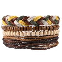 Wrap Bracelet, PU Leather, plated, 4 pieces & fashion jewelry & multilayer & Unisex, 40mm, Sold By Strand
