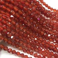 Φυσικά Χάντρες Red Agate, γυαλισμένο, DIY & διαφορετικό μέγεθος για την επιλογή & πολύπλευρη, κόκκινος, Sold Με Strand
