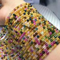 Grânulos de gemstone jóias, turmalina, Roda, polido, DIY & facetada, multi colorido, 3.80x4mm, vendido por Strand