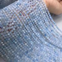 Gemstone Jewelry Beads, Aquamarine, Round, polished, DIY & faceted, blue, 4x4.50mm, 95PCs/Strand, Sold By Strand