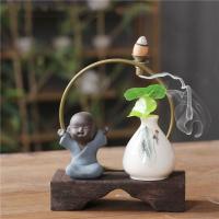 Backflow Incense Burner, White Porcelain, plated, for home and office & durable & Mini & different styles for choice, more colors for choice, 135x58x155mm, Sold By PC