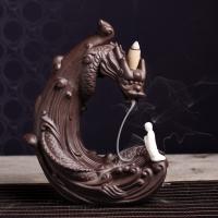 Backflow Incense Burner, Purple Clay, plated, for home and office & durable, 155x215x80mm, Sold By PC