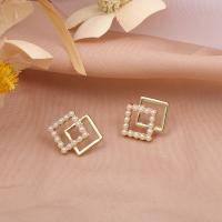 Tibetan Style Stud Earring, with Plastic Pearl, plated, fashion jewelry & for woman, 15x20mm, Sold By Pair