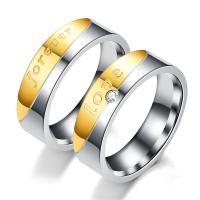حجر الراين خاتم الإصبع الفولاذ المقاوم للصدأ, مطلي, مجوهرات الموضة & للجنسين & حجم مختلفة للاختيار & مع حجر الراين, المزيد من الألوان للاختيار, 6mm, تباع بواسطة PC