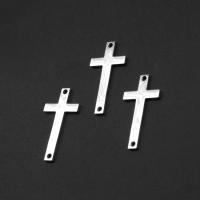 Stainless Steel Connector Cross silver color plated Sold By PC