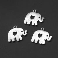 Нержавеющая сталь животных Подвески, нержавеющая сталь, Слон, плакирован серебром, 15x7x1mm, продается PC