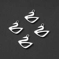 Stainless Steel Animal Pendants Swan silver color plated Sold By PC