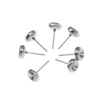 Stainless Steel Earring Stud Component, Round, silver color plated, 15x8x8mm, Sold By PC
