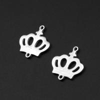Stainless Steel Connector, Crown, silver color plated, 18x18x1mm, Sold By PC