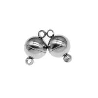 Stainless Steel Magnetic Clasp, Round, silver color plated, 12x8x8mm, Sold By PC